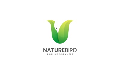 Plantilla de logotipo de degradado de pájaro natural 3