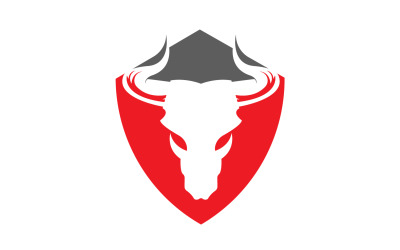 Símbolo criativo de design de logotipo de cabeça de touro escudo zangado 45
