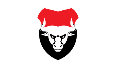 Símbolo criativo de design de logotipo de cabeça de touro escudo zangado 56