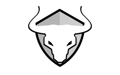 Símbolo criativo de design de logotipo de cabeça de touro escudo zangado 6