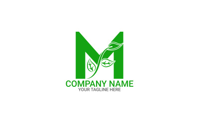 Natura zielony liść M litera Logo