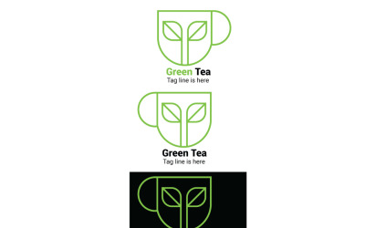 Шаблон логотипа листьев зеленого чая