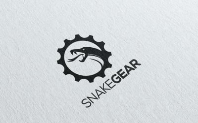 Modèle de logo de serpent à engrenage minimal