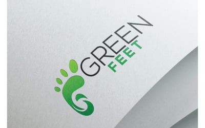 Modello moderno di logo dei piedi verdi della lettera G