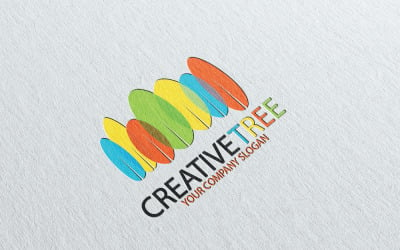 Plantilla de logotipo de árbol creativo moderno