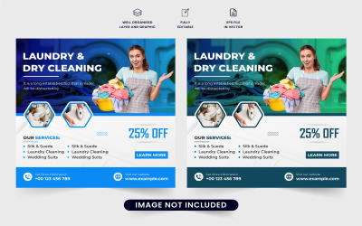 Post de mídia social de serviço de lavagem de roupas