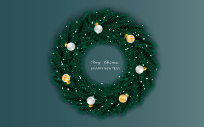 God jul krans och krans dekoration med furu gren julkulor och stjärna