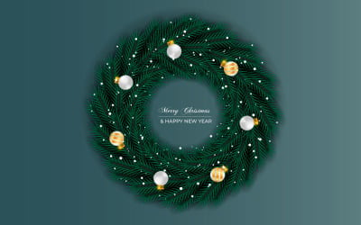 Merry Christmas krans en krans decoratie met dennentak kerstballen en ster