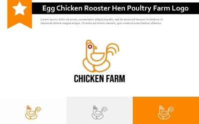 Egg Chicken Rooster Hen Poultry Animal Farm Line Logo