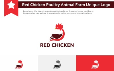Logotipo único de granja de animales de aves de corral de pollo rojo