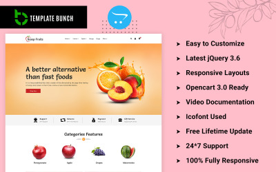 Scoop Fruits - e-Ticaret için Duyarlı OpenCart Teması