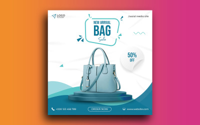 Modello di banner post sui social media per la vendita di borse da donna