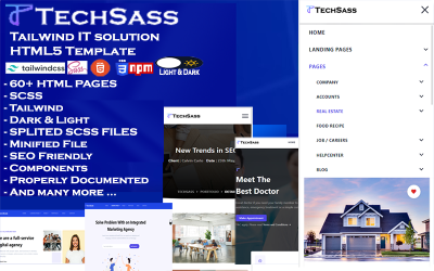 Techsass - Tailwind BT çözümü ve Dijital Ajans HTML5 Şablonu