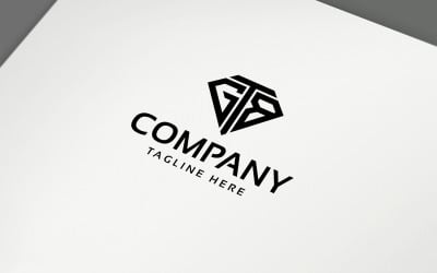 Concepto de diamante de diseño de logotipo TGB o GTB