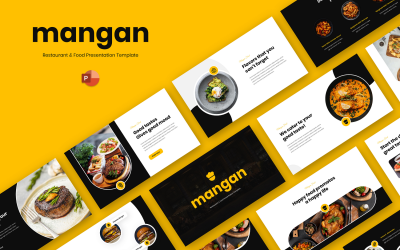 Mangan – étterem és étel Powerpoint bemutatósablon
