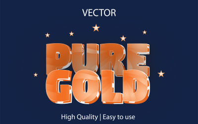Oro puro | Oro puro 3D | Efecto de texto vectorial editable | Efecto de texto vectorial premium