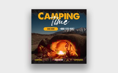 Avontuur camping social media post-sjabloon