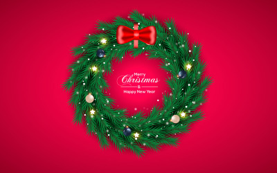 Corona de los mejores deseos de Navidad con corona decorada ilustración vectorial plana