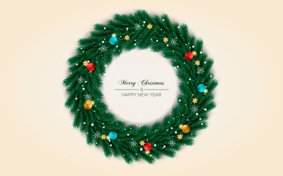 La mejor corona de deseos de Navidad con ilustración de vector plano de corona navideña decorada