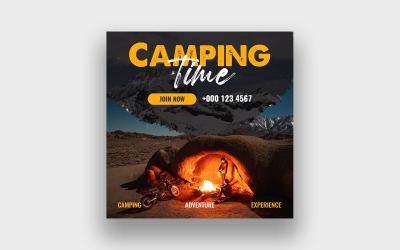 Modèle de médias sociaux de camping d&amp;#39;aventure