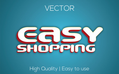 Łatwe zakupy | Łatwe zakupy 3D | Edytowalny efekt tekstowy wektora | Premium realistyczny styl czcionki wektorowej
