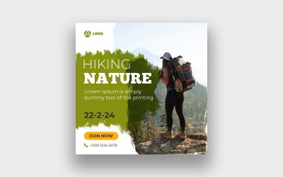 Шаблон поста в социальных сетях Hiking Nature