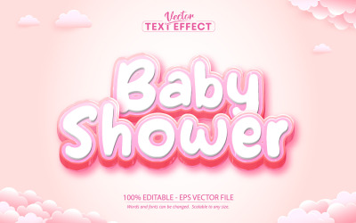 Baby Shower: efecto de texto editable, estilo de texto de dibujos animados y juegos, ilustración gráfica