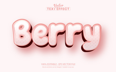 Berry - redigerbar texteffekt, rosa tecknad textstil, grafikillustration