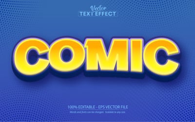Comic - редактируемый текстовый эффект, мультяшный и игровой стиль текста, графическая иллюстрация