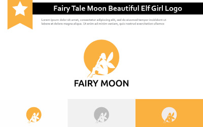 Fairy Tale Moon Beautiful Elf Girl Logo