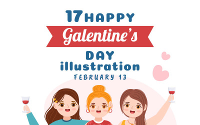 17 Happy Galentine&#039;s Day Illustration