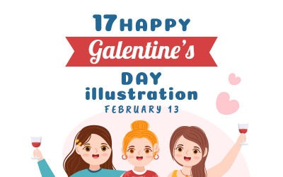 17 Happy Galentine's Day Illustration