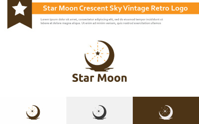 Logotipo retrô vintage estrela lua crescente céu noturno