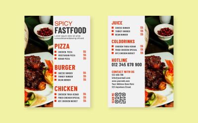 Conception de modèle de bannière de publication sur les médias sociaux du restaurant pour le dépliant alimentaire
