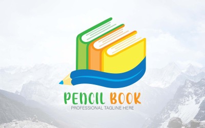 Hexágono Lápis Livro Educação Arquitetura Logo-Identidade da Marca