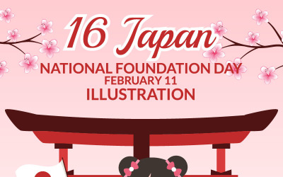 16 Japán Nemzeti Alapítvány Napja Illusztráció