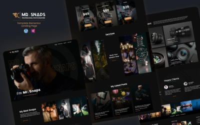 Mr Snaps Photography - студія демонструє весільну подію Elementor Landing page