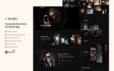 Mr Snaps Photography - vitrine de estúdio evento de casamento Elementor Landing page