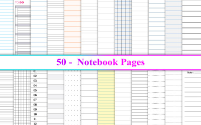 Notebook Pages for Low Content KDP Interior, Notebook Page Background
