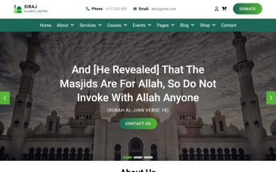 Siraj – Iszlám Központ HTML5 webhelysablonja