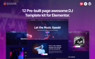 Birama — zestaw szablonów Elementor muzyki DJ