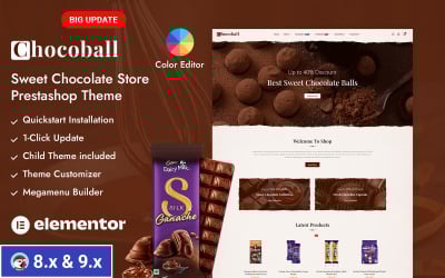 Chocoball - Tema Responsivo de Prestashop para Tiendas de Chocolate, Panadería y Alimentos