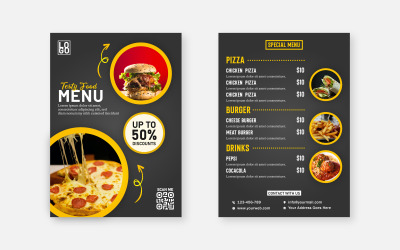 Creative Restuarant&amp;#39;ın Fast Food Broşürü Baskıya Hazır Tasarım Şablonu