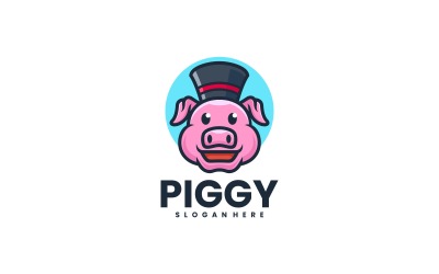 Свинья талисман мультфильм стиль логотипа