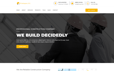 Washington Construction Landing HTML-sablon