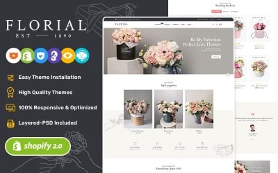 Florial - Thème responsive Shopify 2.0 pour fleurs et décorations