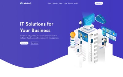 Веб-сайт Akatech — ИТ-решения и бизнес-услуги + NextJS + TailwindCSS