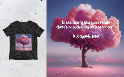 Modèle PSD de conceptions de t-shirts de citations de fleurs de cerisier