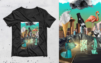 Modern Collage art surreal design T-Shirt