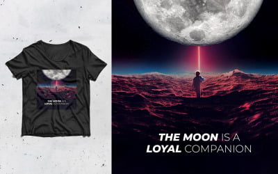 Moon Quote With Artwork T-shirt Design PSD Template